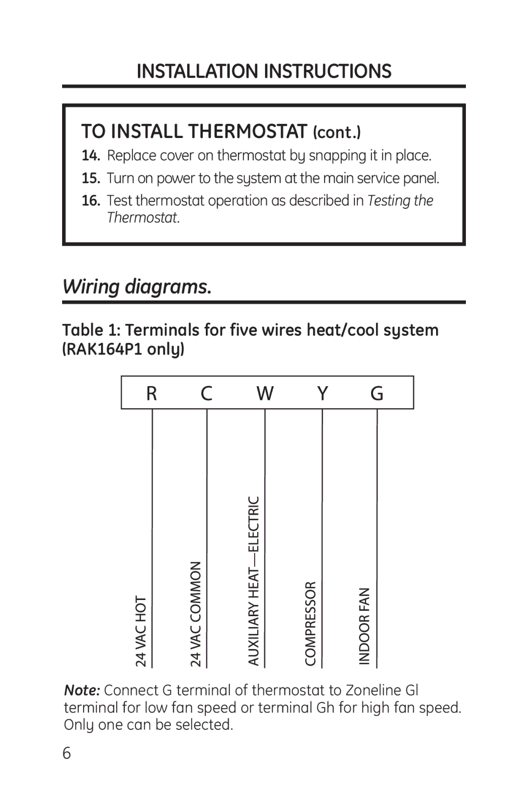 GE RAK164P1, RAK148P1 installation instructions Wiring diagrams 