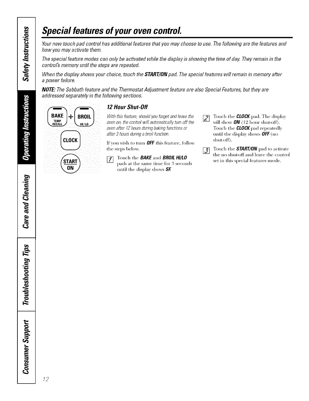 GE Range manual Special features of youroven control, Hour Shut-Off 