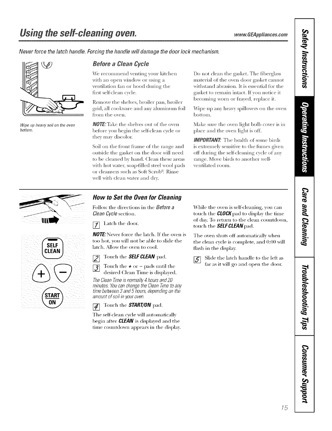 GE Range manual How to Set the Oven for Clean&g, Touch the SELFCLEANpad 