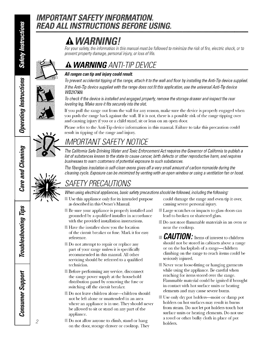 GE Range manual Readall fiVSTRUCTiONBEFOREUSING$, All rangescantip and injurycouldresult 