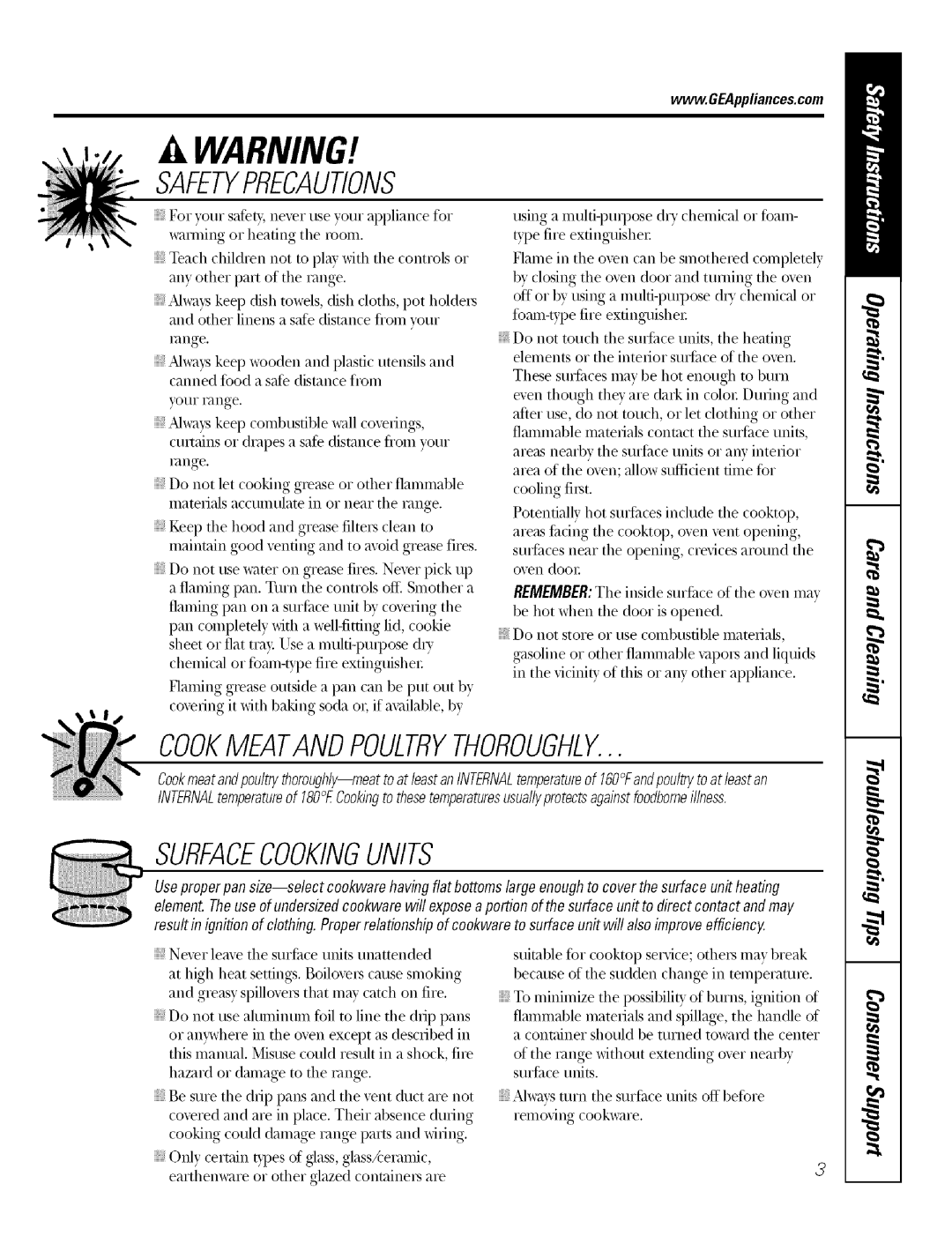 GE Range manual Cookmeatandpoultrythoroughly 