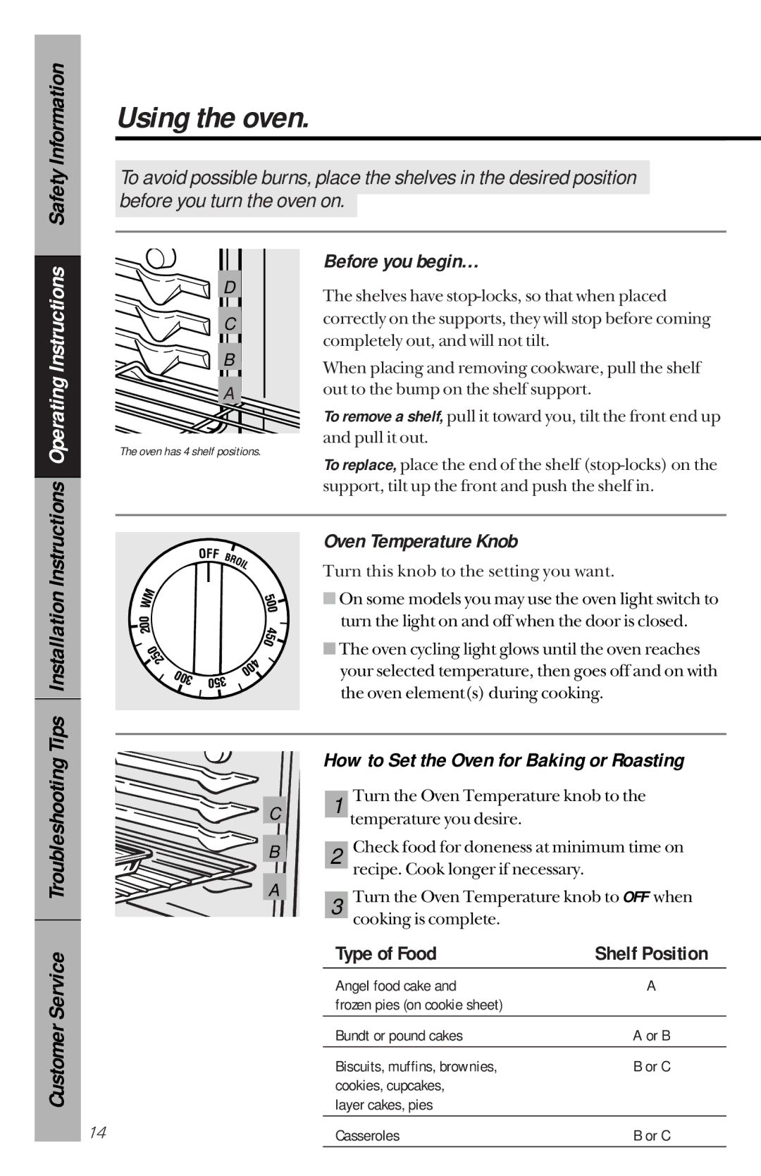 GE RB632, RB533 owner manual Using the oven, Before you begin…, Oven Temperature Knob 