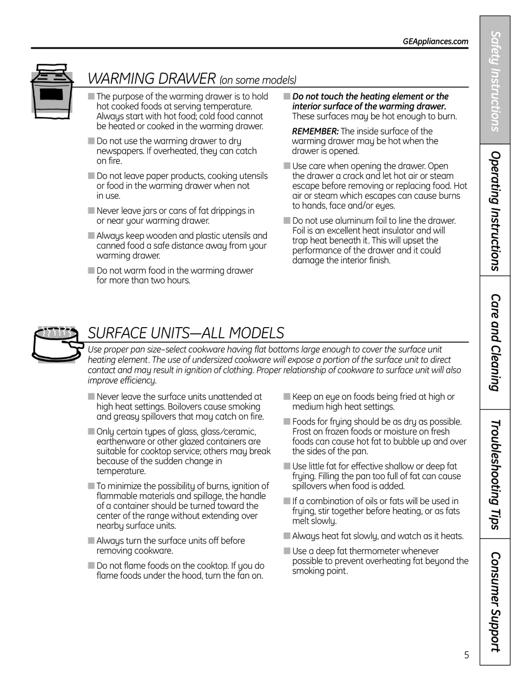 GE RB758 manual CtionsInstructions OperatingInstructions Care, Cleaning 