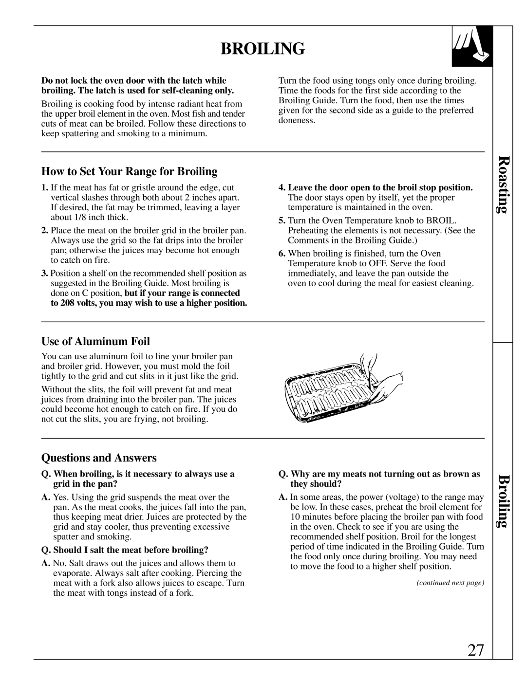 GE RB787 warranty How to Set Your Range for Broiling 