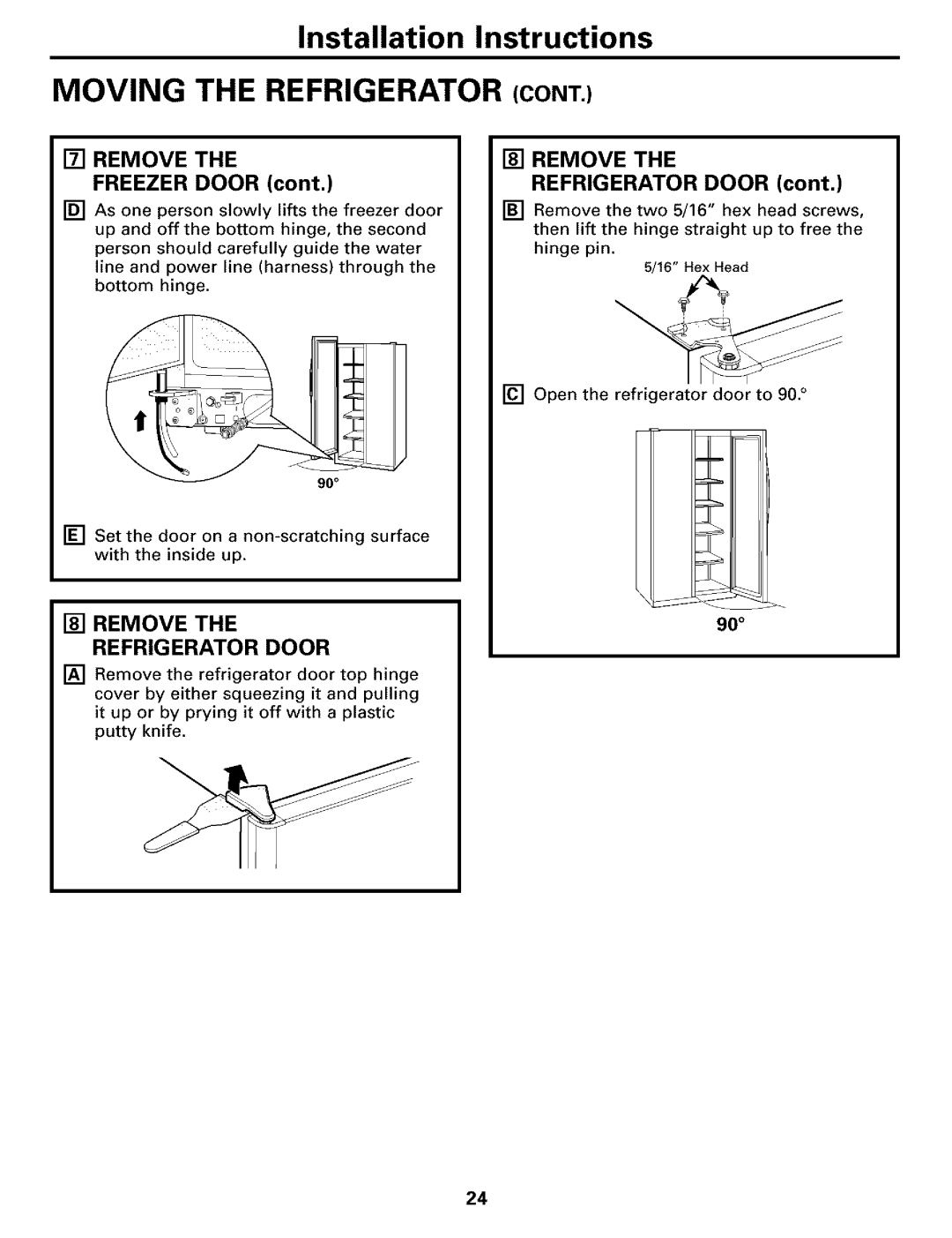 GE warranty Remove Freezer Door, Remove Refrigerator Door 