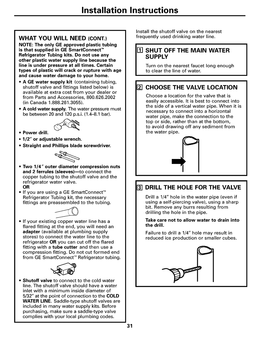 GE Refrigerator warranty What YOU will Need, Shut OFF the Main Water Supply, Choose the Valve Location 