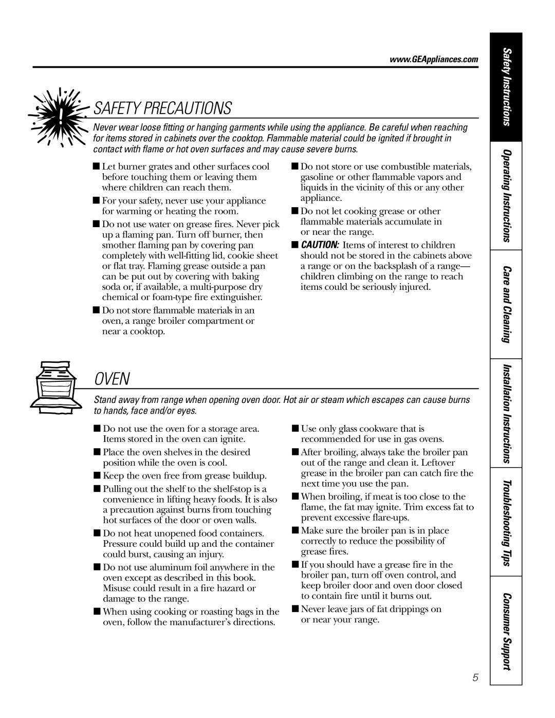 GE RGA624, RGA620 owner manual Oven 