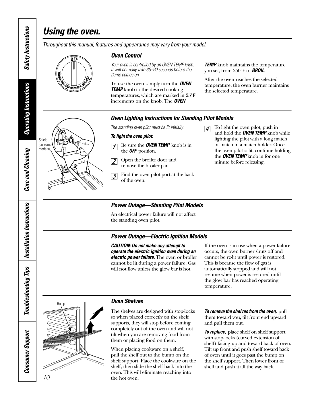 GE RGA620, RGA624 owner manual Using the oven, Instructions Safety 