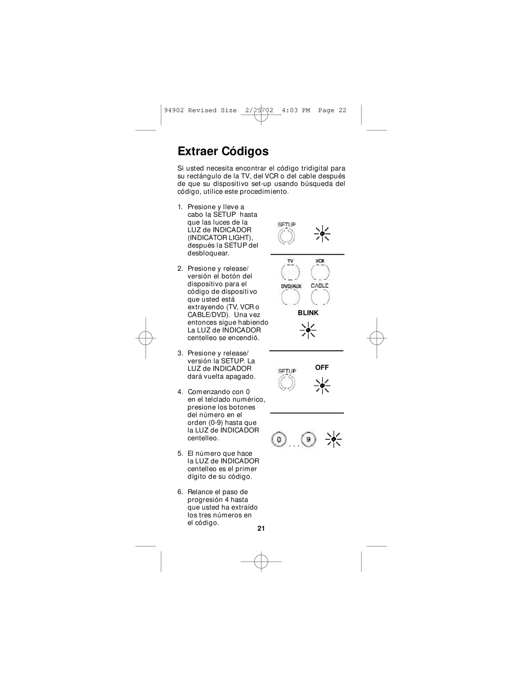 GE RM91902 instruction manual Extraer Códigos 