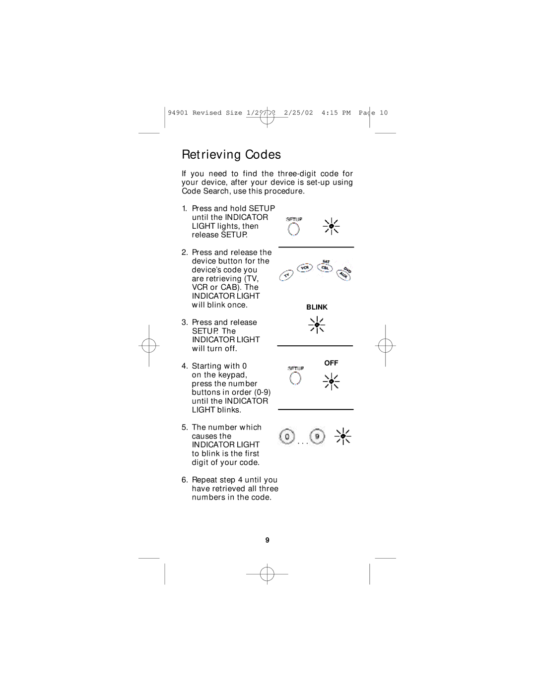 GE RM94901 instruction manual Retrieving Codes 