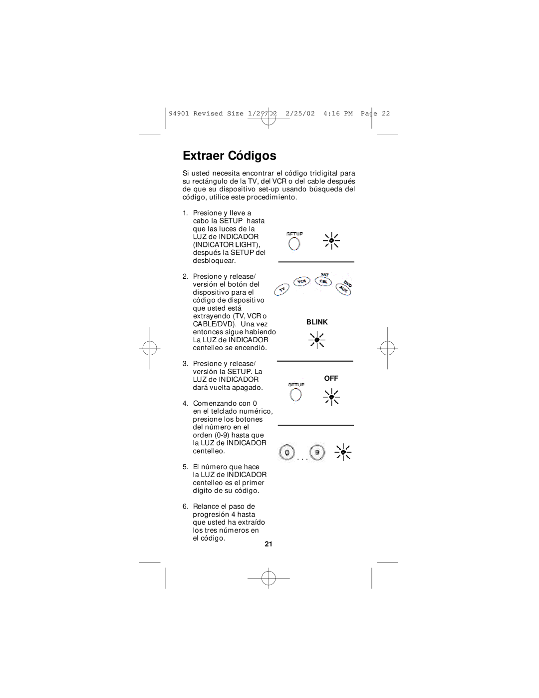 GE RM94901 instruction manual Extraer Códigos 