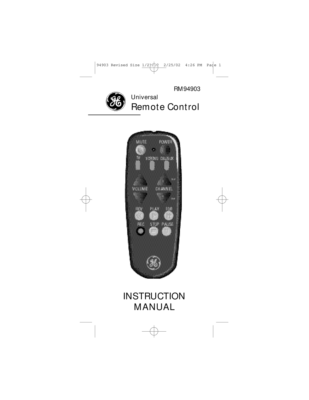 GE RM94903 instruction manual Instruction Manual 