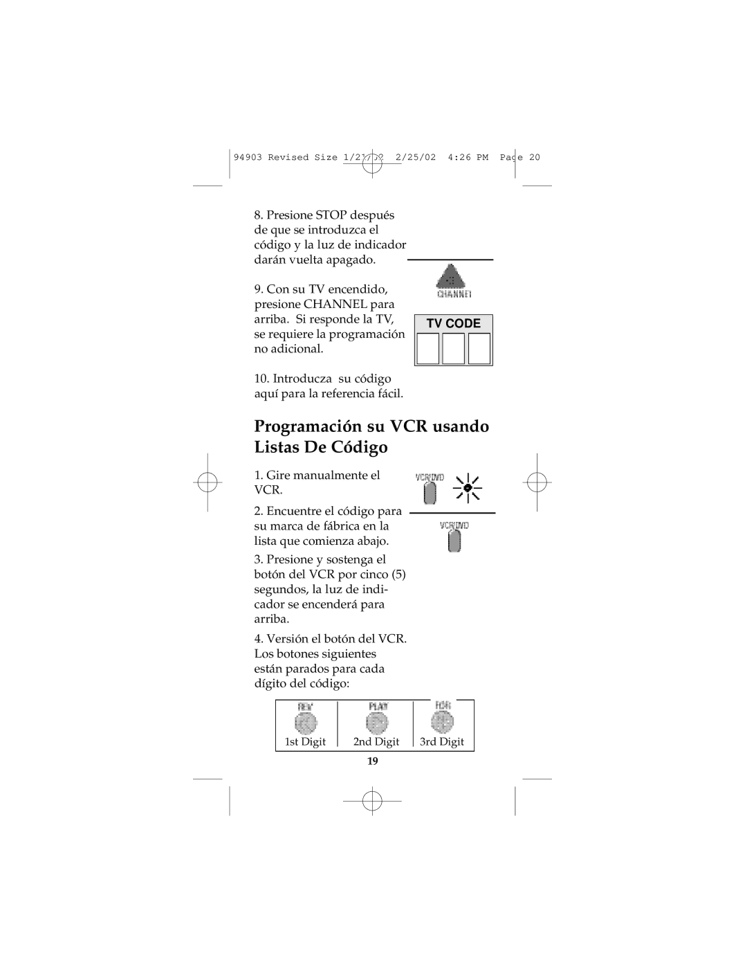 GE RM94903 instruction manual Programación su VCR usando Listas De Código 