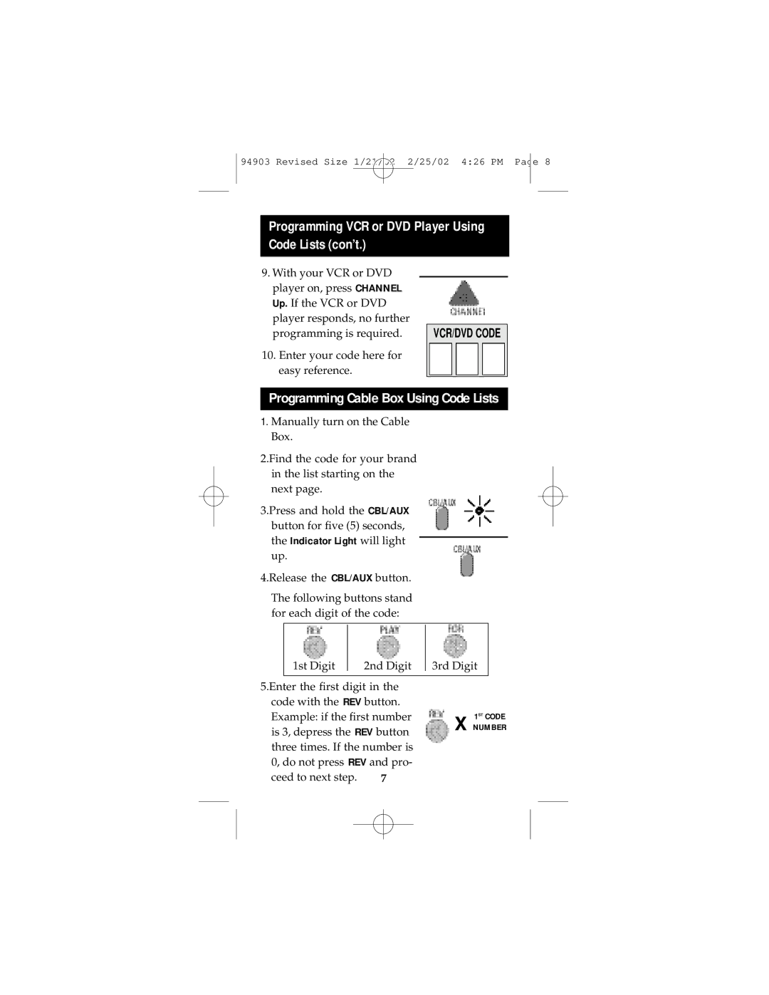 GE RM94903 instruction manual Programming Cable Box Using Code Lists 