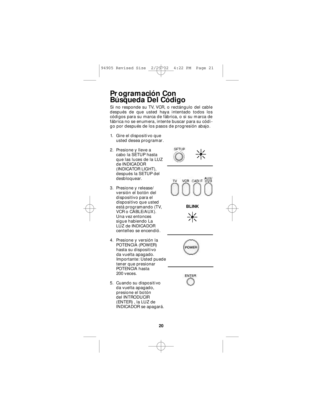 GE RM94905 instruction manual Pr ogramación Con Búsqueda Del Código 