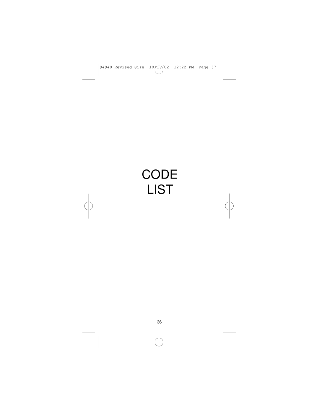 GE RM94940 instruction manual Code List 