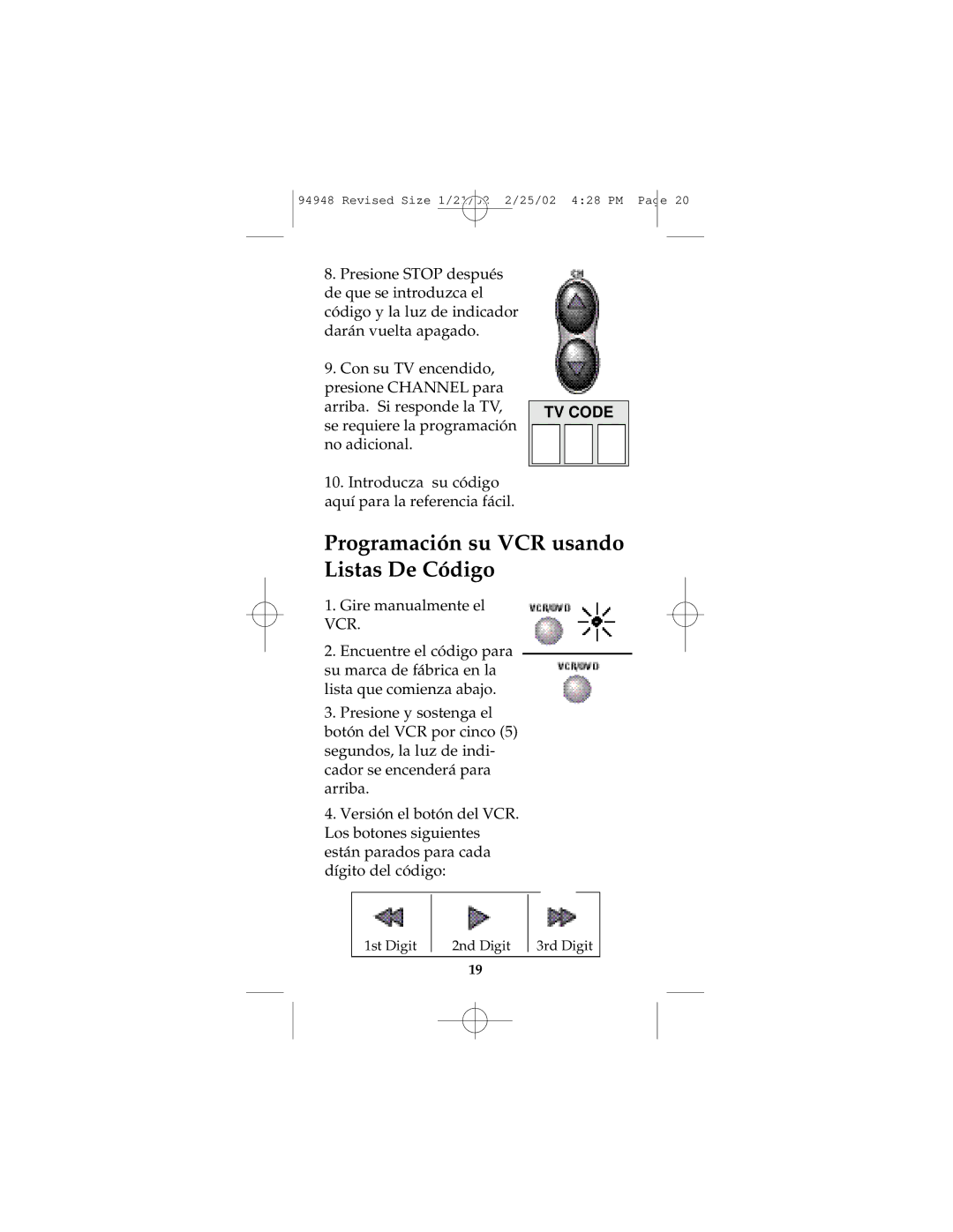 GE RM94948 instruction manual Programación su VCR usando Listas De Código 