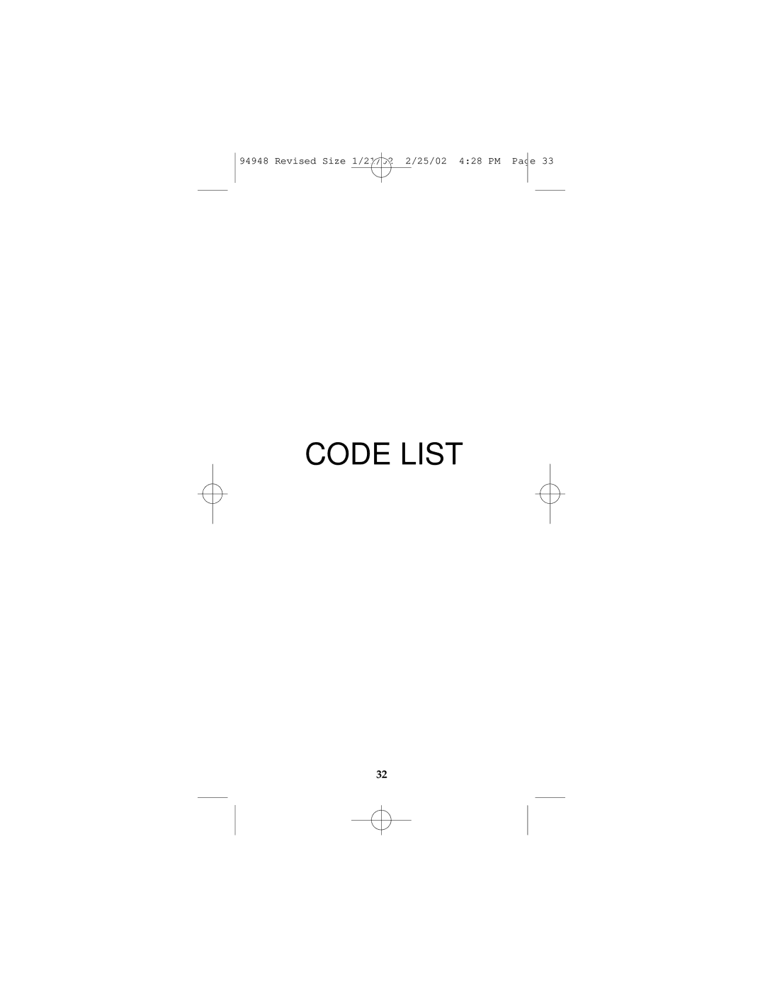 GE RM94948 instruction manual Code List 