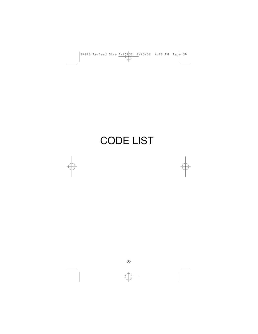 GE RM94948 instruction manual Code List 