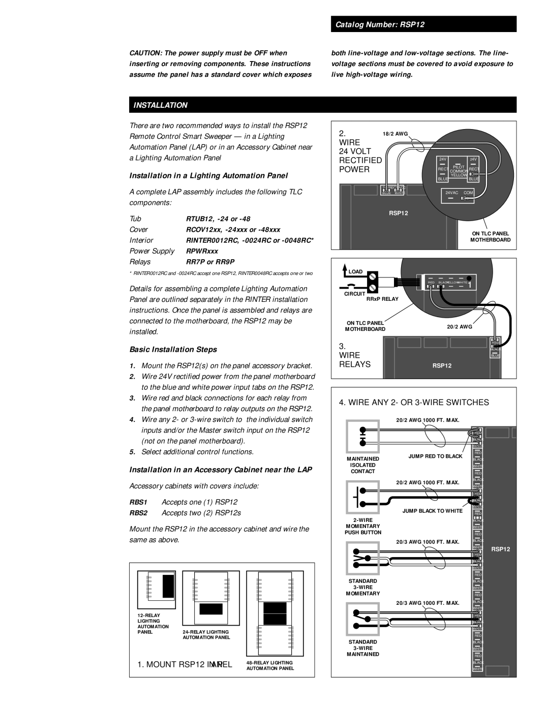 GE RPS12 installation instructions Installation in a Lighting Automation Panel, Basic Installation Steps 