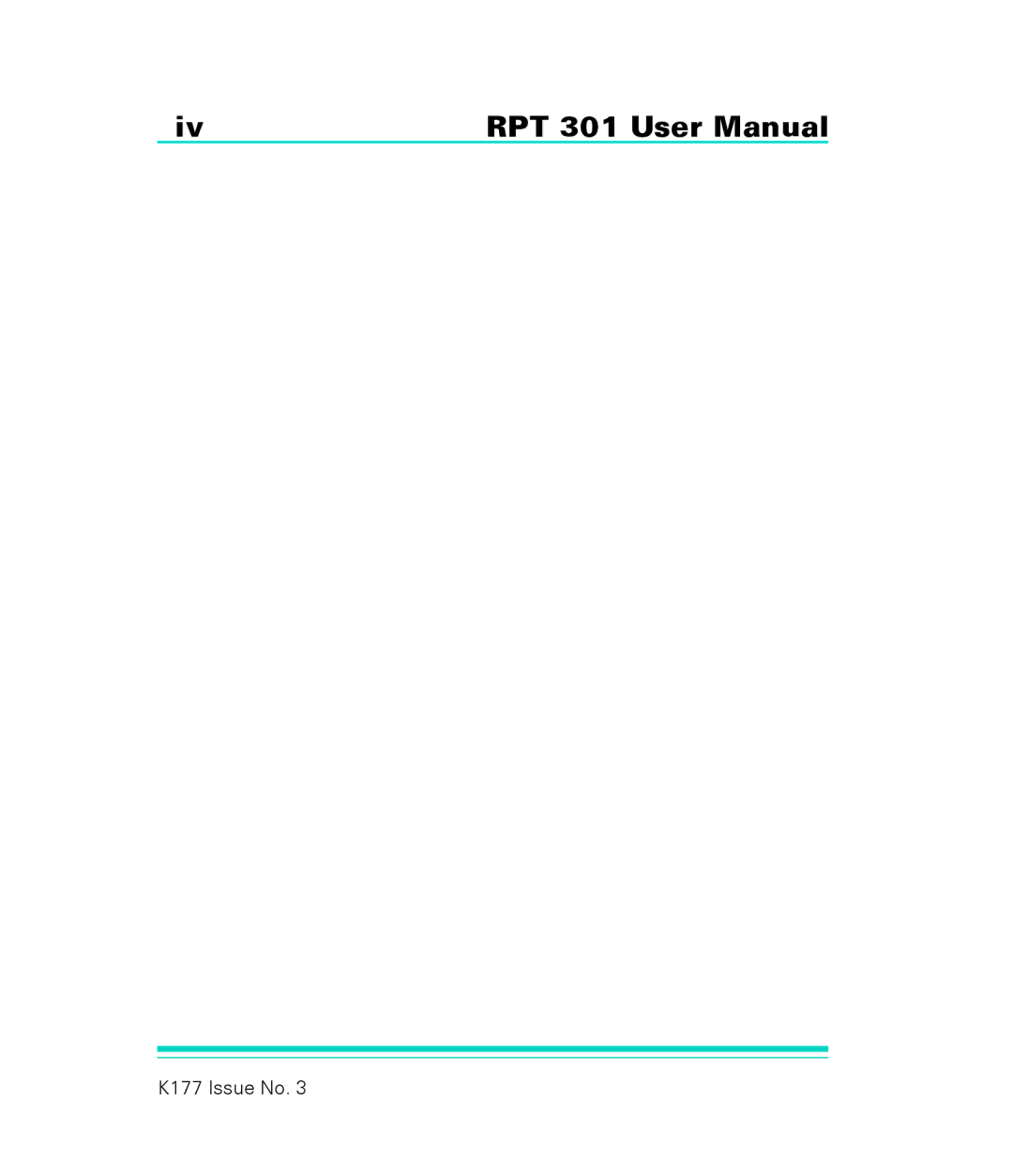 GE RPT 301 user manual K177 Issue No 