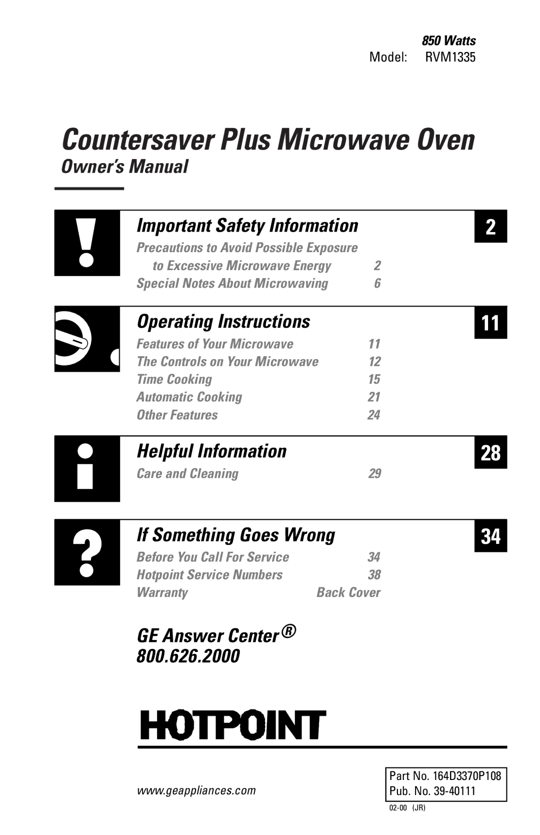 GE RVM1335 owner manual Countersaver Plus Microwave Oven 