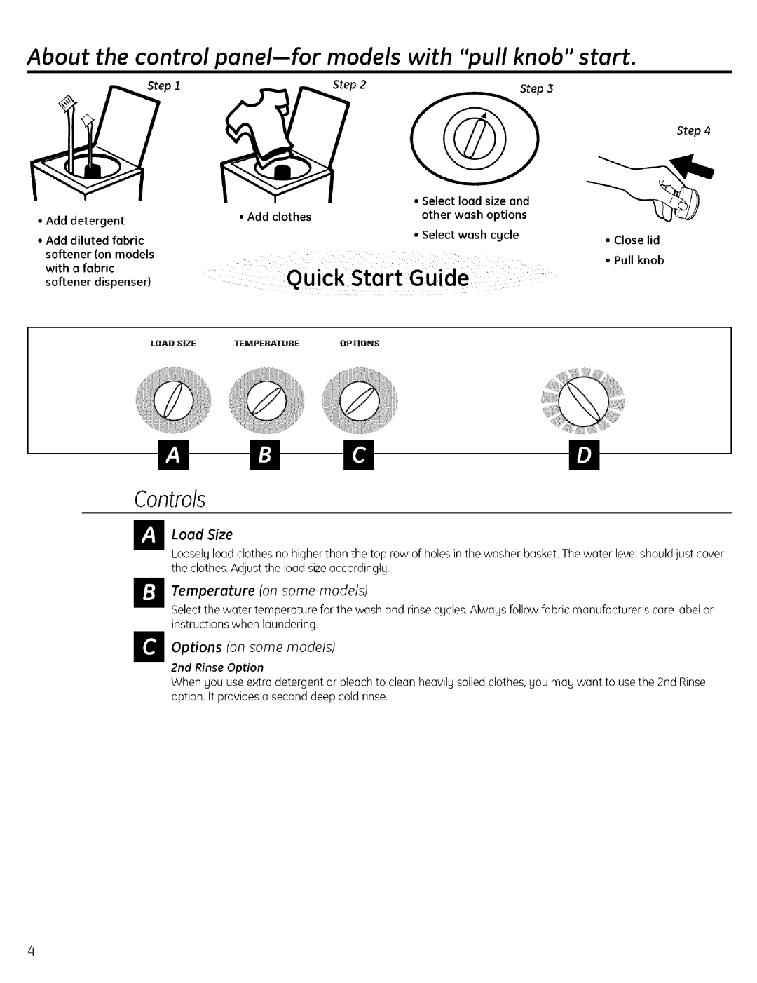 GE S21O0 operating instructions Temperature on some models, Options on some models, Step Step/4 