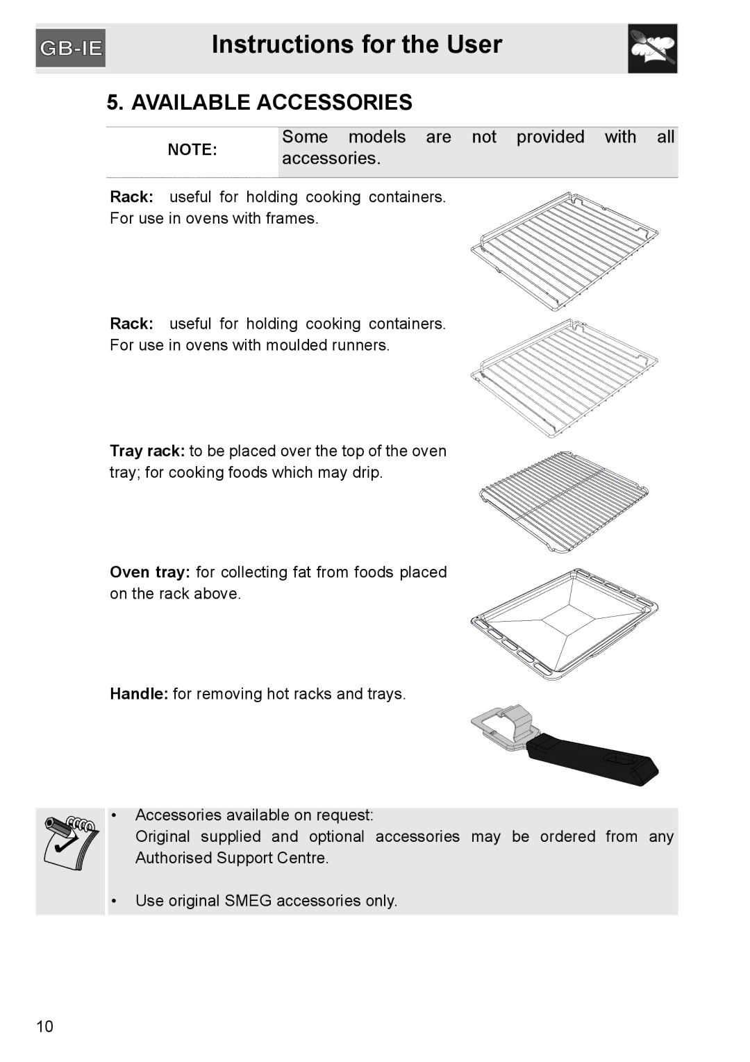 GE SA304X-8 manual Available Accessories, Some models are not provided with all 