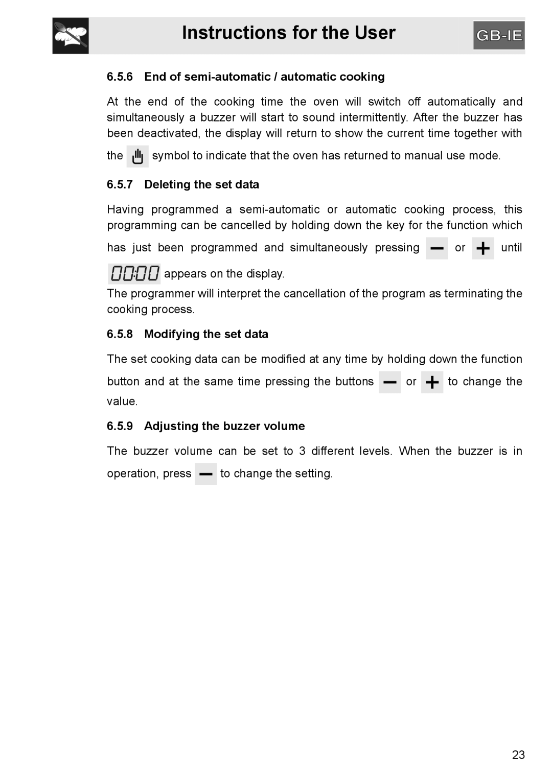 GE SA304X-8 manual End of semi-automatic / automatic cooking, Deleting the set data, Modifying the set data 