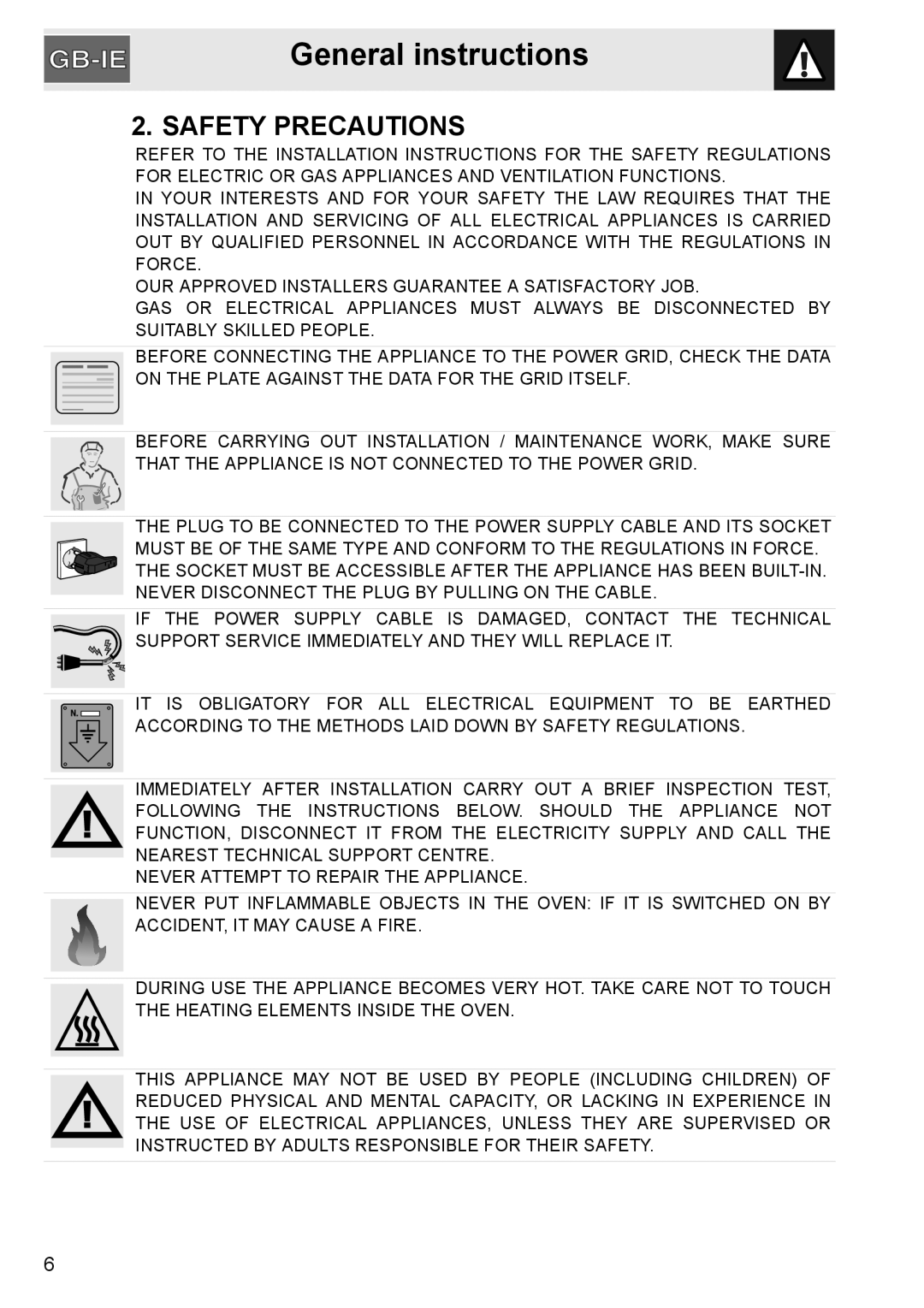 GE SA304X-8 manual Safety Precautions, General instructions 