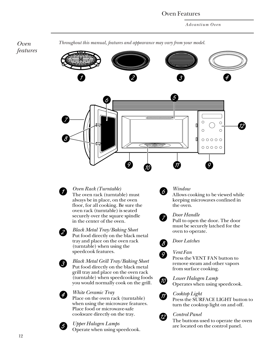 GE SCA 2000, SCA 2001 owner manual Oven Features, Oven features 