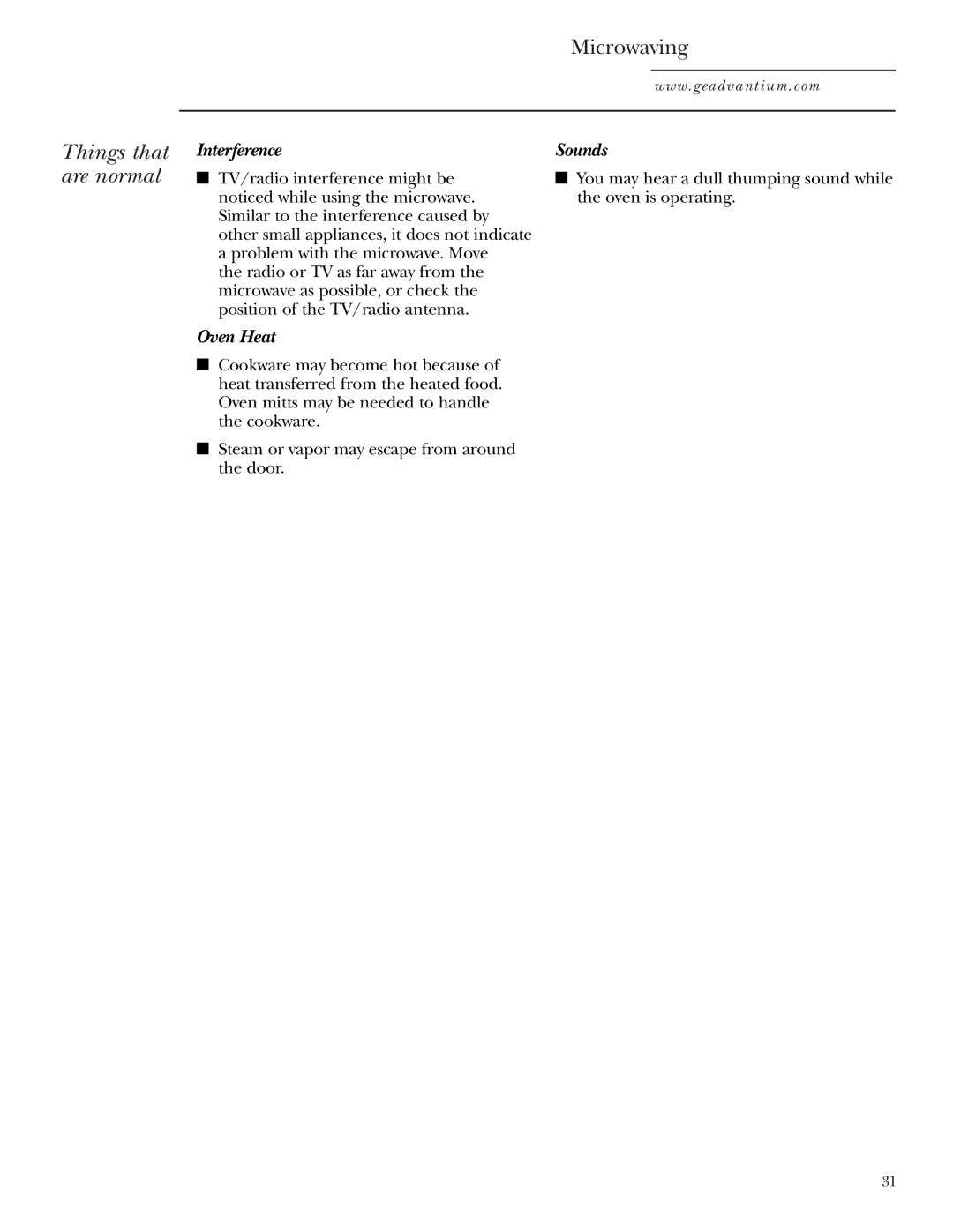 GE SCA1001, SCA1000 owner manual Things that, Are normal, Sounds 