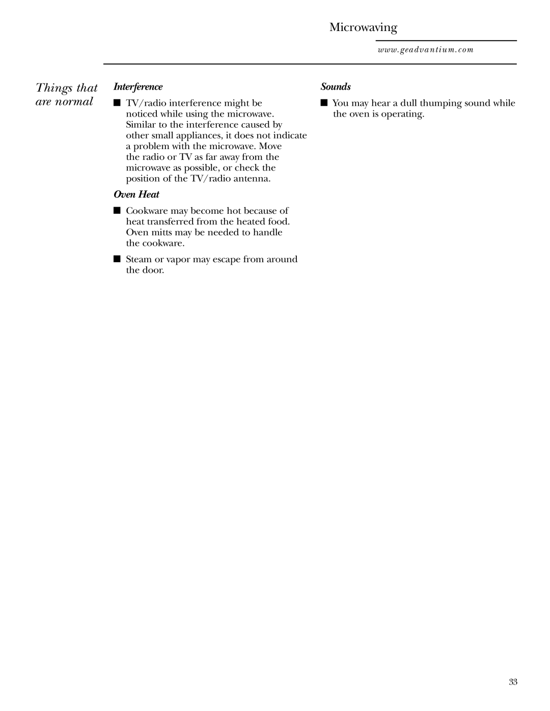 GE SCA1001SS, SCA1000WH manual Things that, Are normal, Sounds 