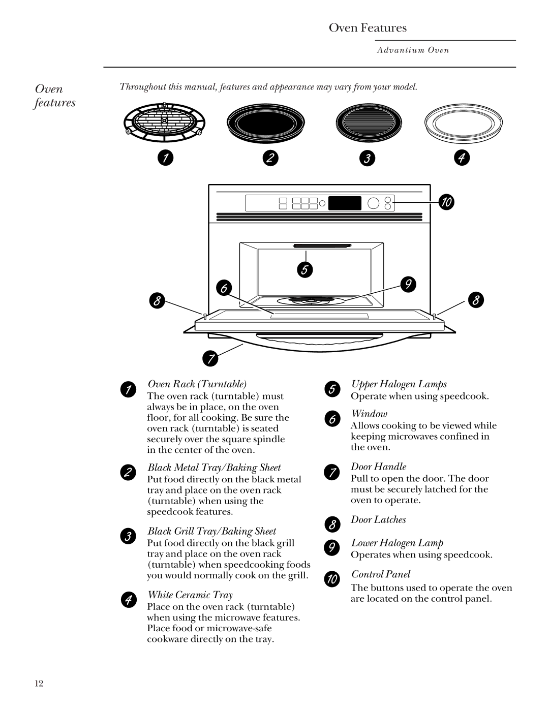 GE SCB2000, SCB2001 owner manual Oven Features, Oven features 