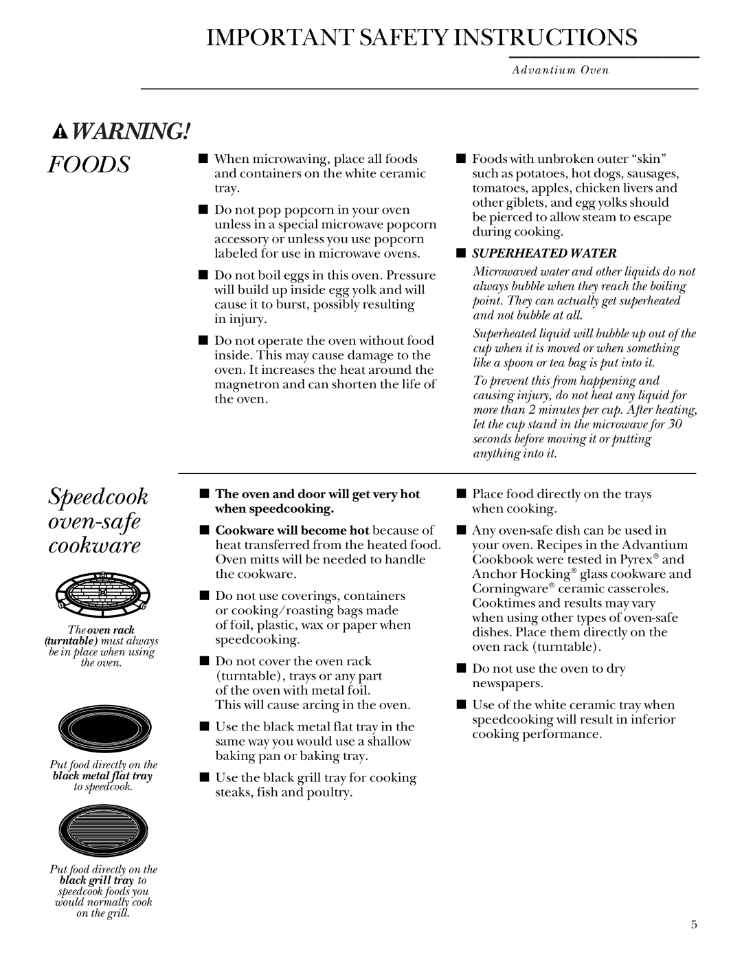 GE SCB2001, SCB2000 owner manual Foods 