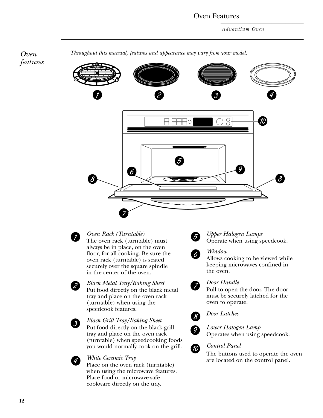 GE SCB2000, SCB2001 owner manual Oven Features, Oven features 