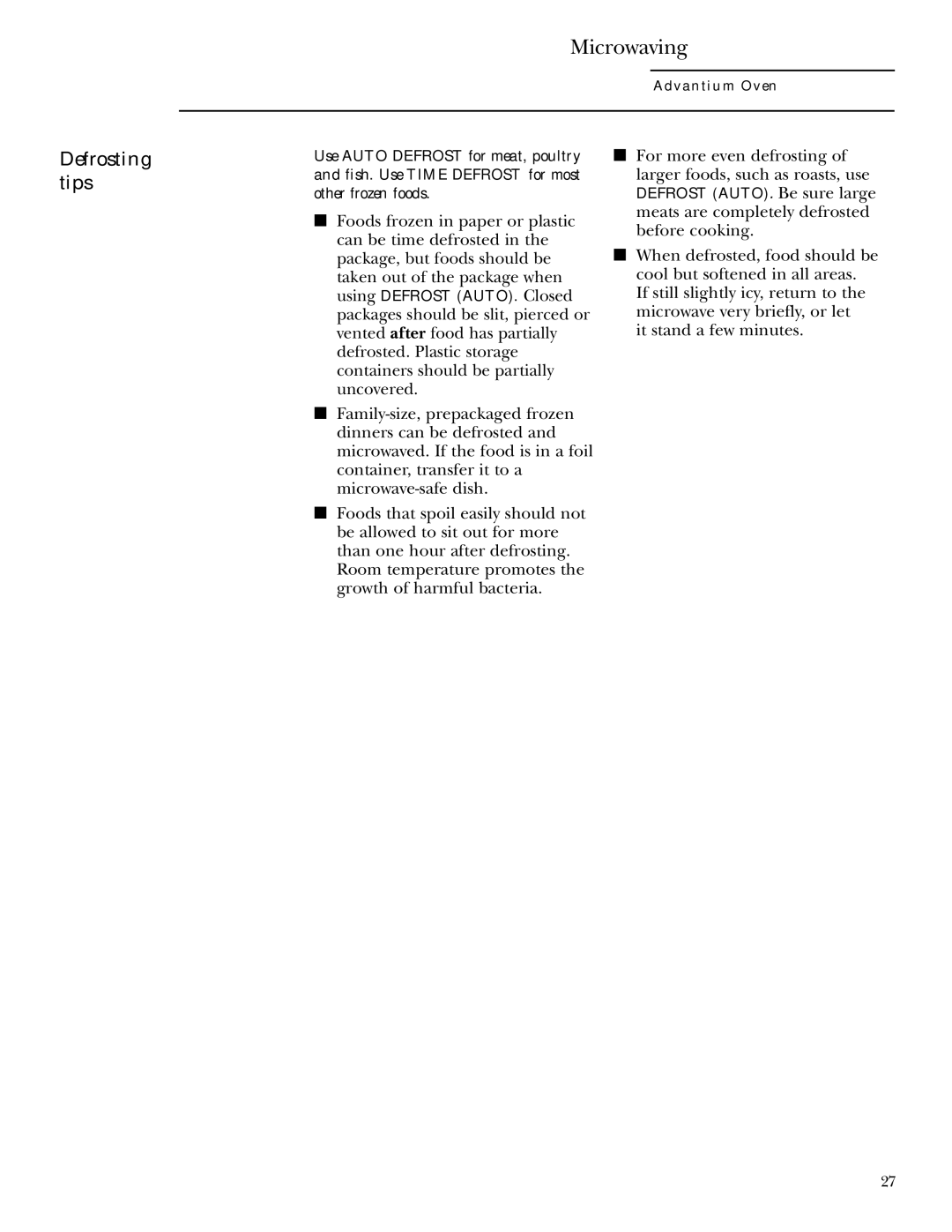 GE SCB2000, SCB2001 owner manual Defrosting tips 