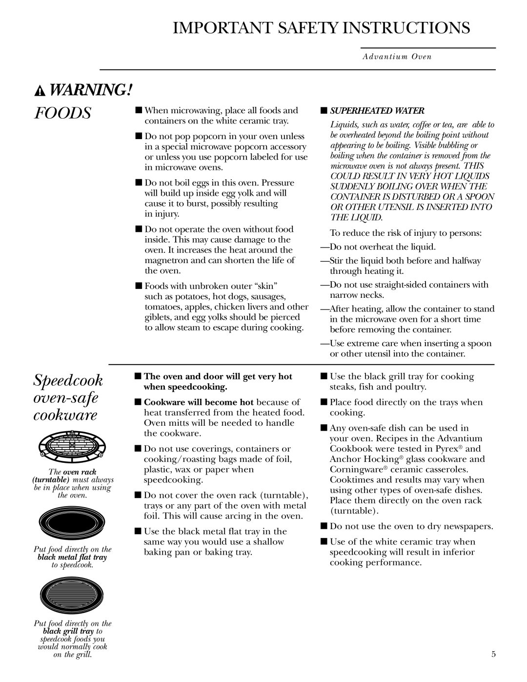 GE SCB2000, SCB2001 owner manual Foods 