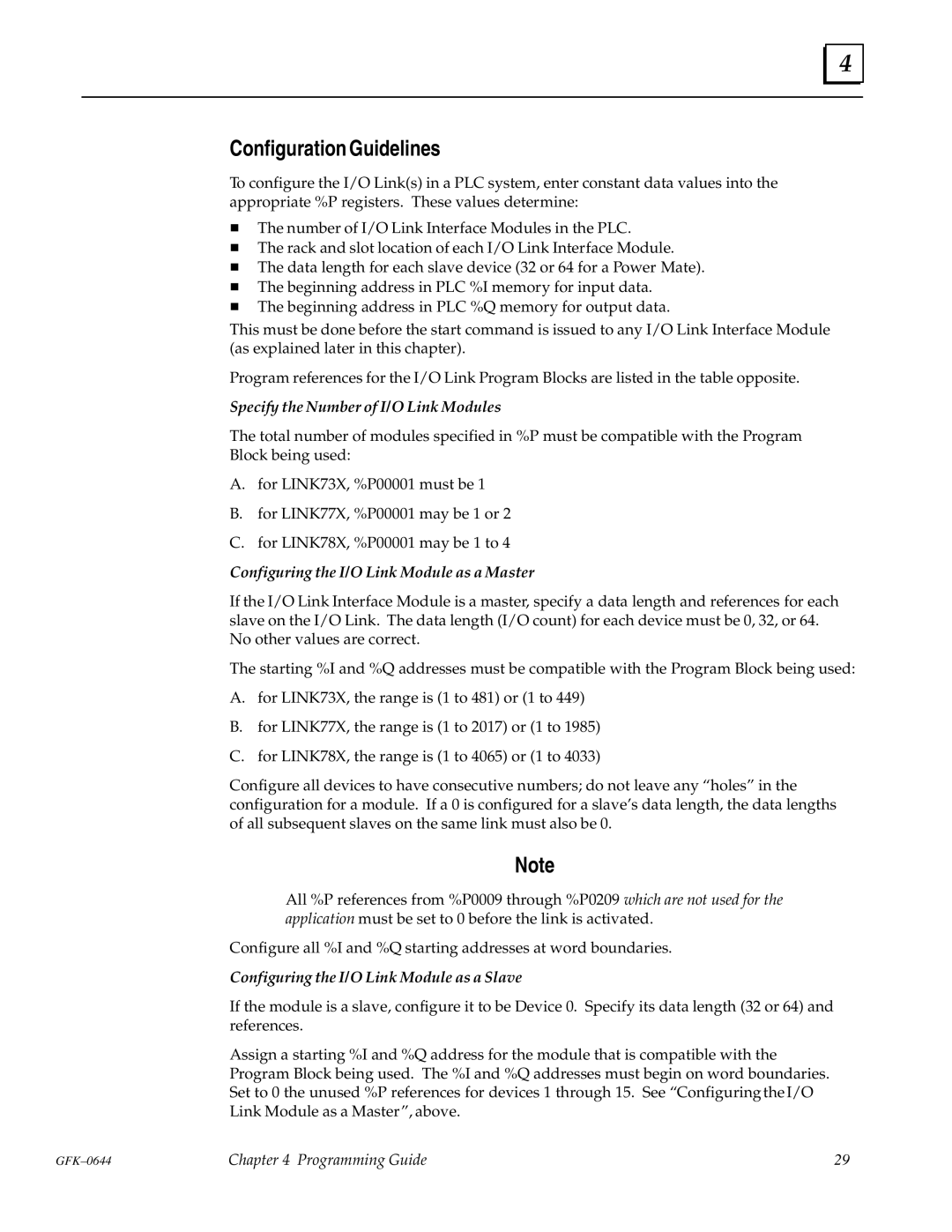 GE Series 90-70 manual Configuration Guidelines, Specify the Number of I/O Link Modules 