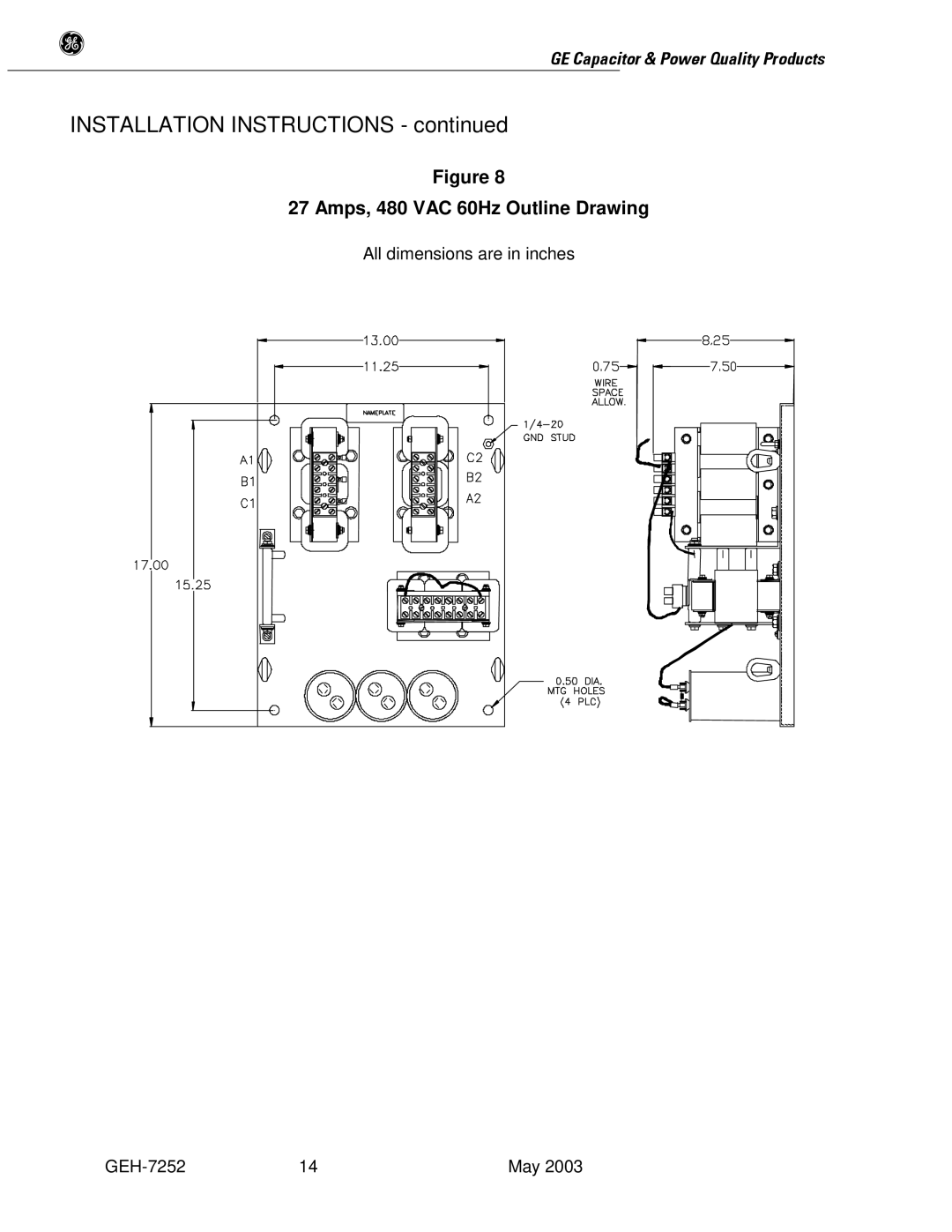 GE SERIES B 480 user manual Installation Instructions 