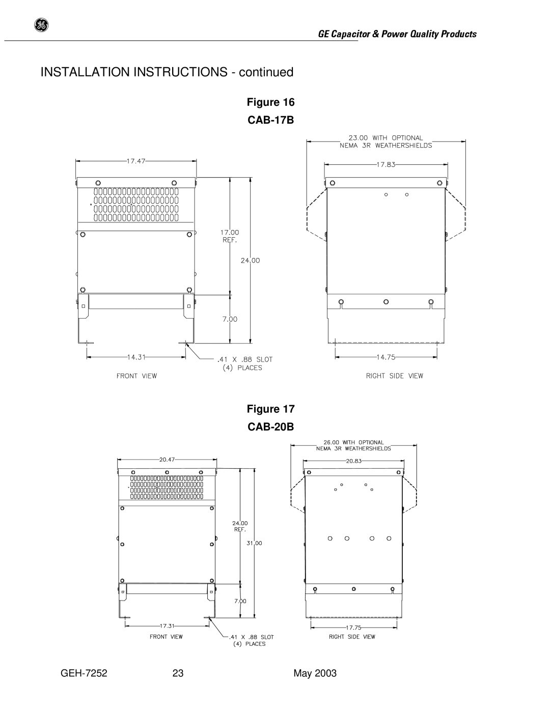 GE SERIES B 480 user manual CAB-17B CAB-20B 