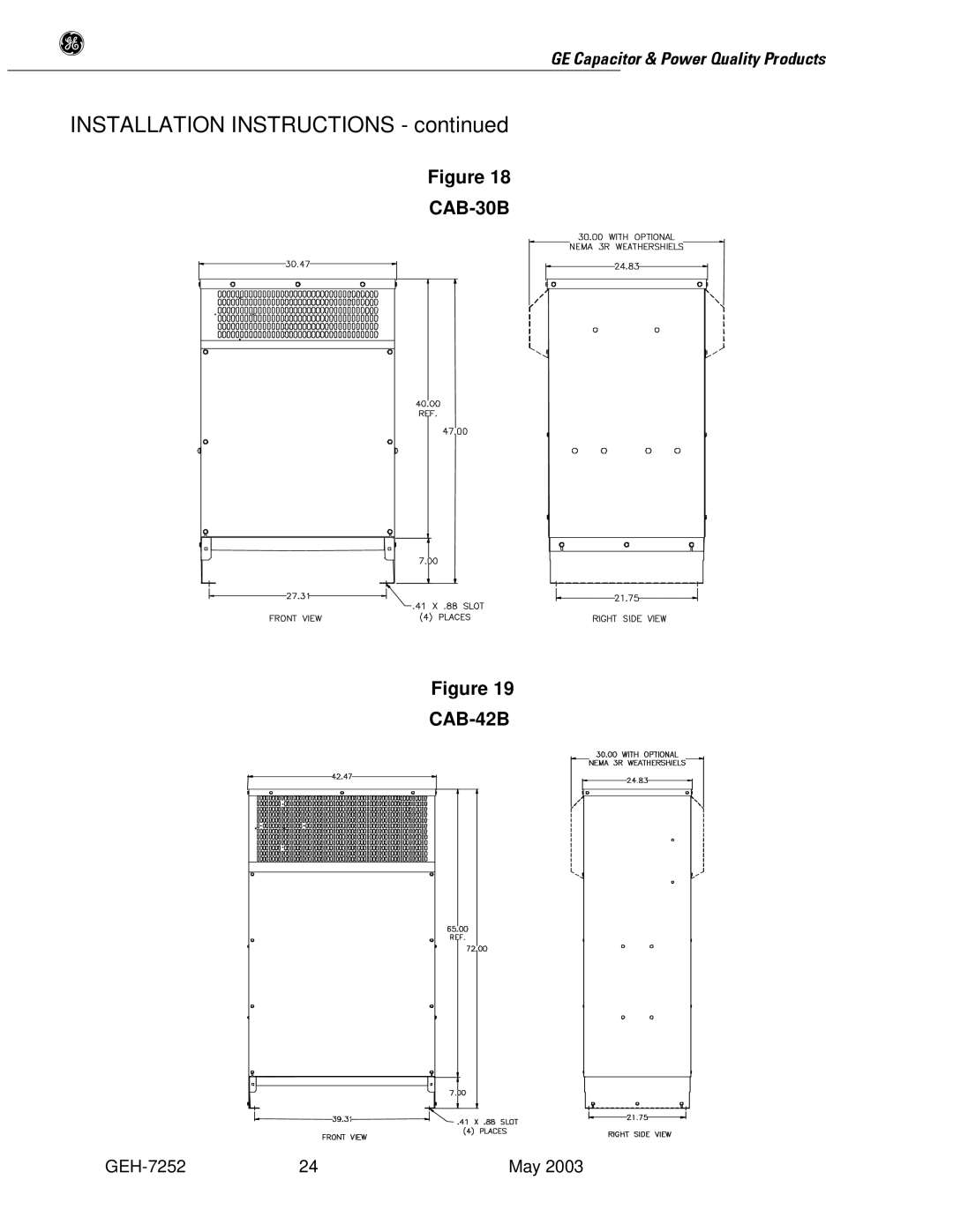 GE SERIES B 480 user manual CAB-30B CAB-42B 