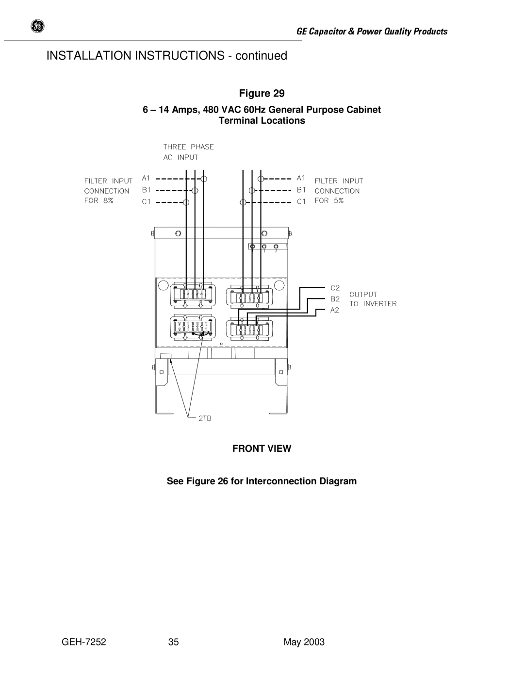 GE SERIES B 480 user manual Front View 