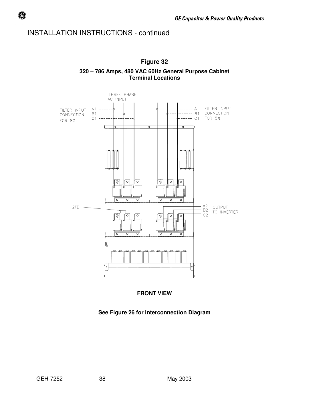 GE SERIES B 480 user manual Front View 