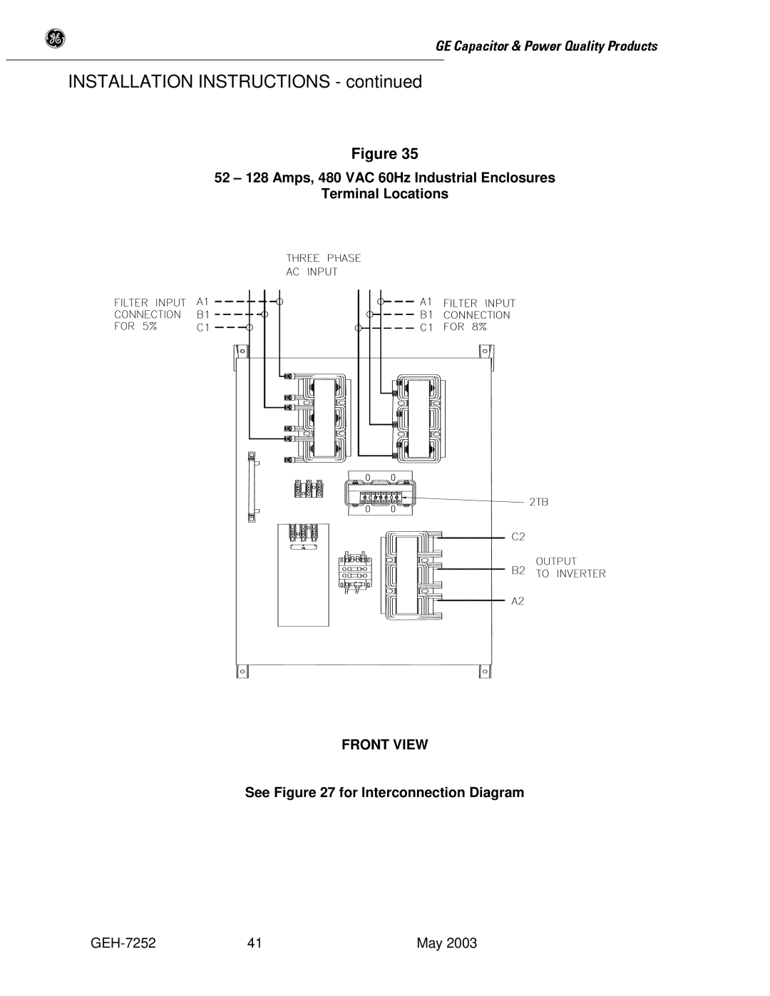 GE SERIES B 480 user manual Installation Instructions 