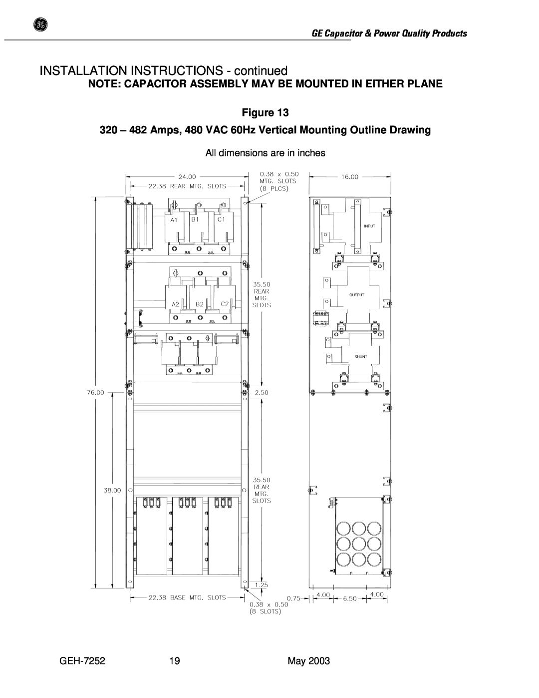 GE SERIES B 480 user manual INSTALLATION INSTRUCTIONS - continued 