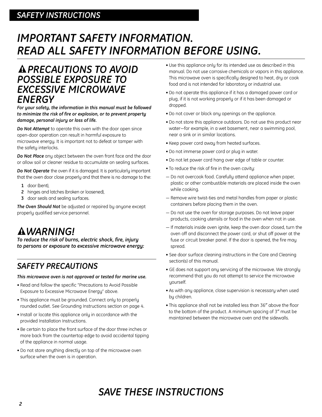 GE SESO732 quick start Safetyoperatinginstructions 