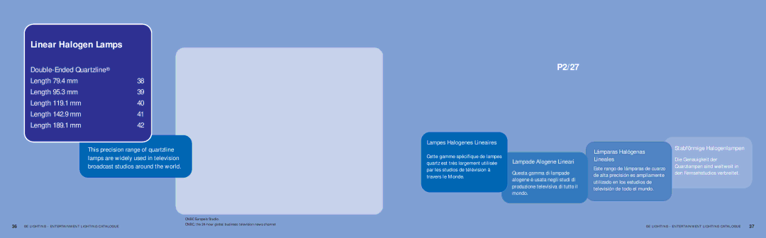 GE SHOWBIZ manual Linear Halogen Lamps, Cnbc Europe’s Studio 