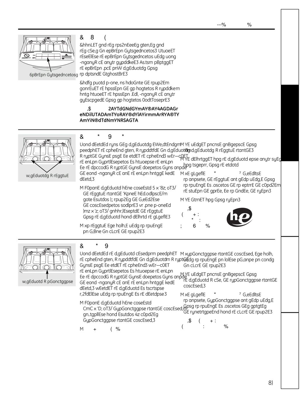 GE SPBD880 Mesures de sécurité Fonctionnement, Le tableau d’instructions, Les réservoirs à lessive 