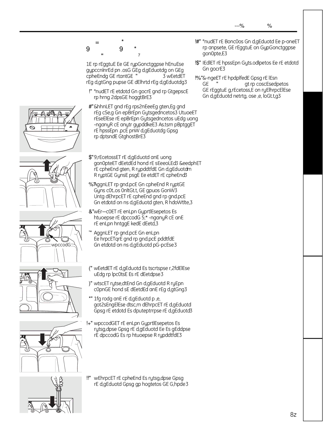 GE SPBD880 Installation Conseils de dépannage, Nettoyer les réservoirs, Adoucissant et à lessive, De SmartDispense 